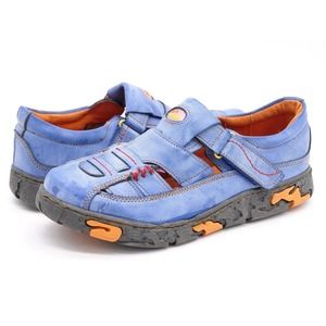 TMA Eyes Womens 9 Shoes Blue & Orange Leather Casual Comfort Hook & Loop Sneaker